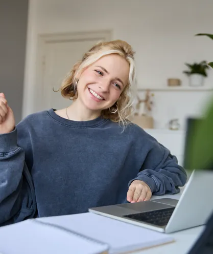 Teacher presenting an online lesson from home