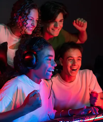 Gamers playing at a club