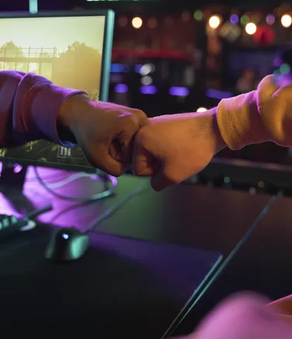 Gamers celebrating a win
