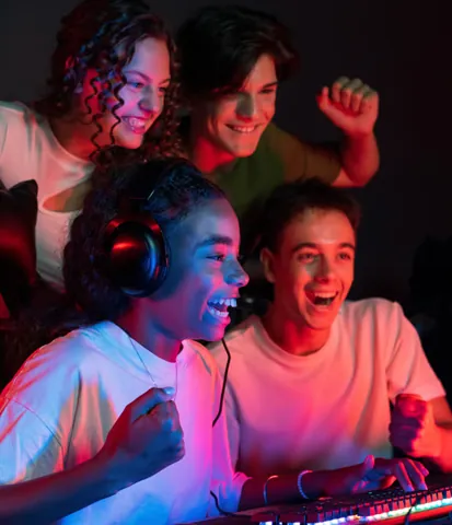 Gaming club players at their computers