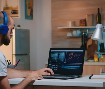 Editor preparing recorded video for publication
