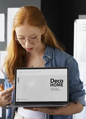 Site owner preparing a website on a laptop