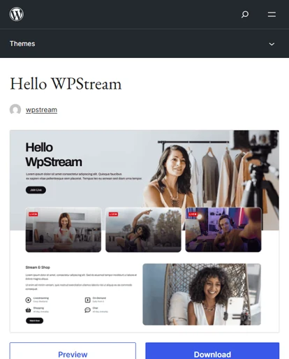 Hello WpStream streaming website demo