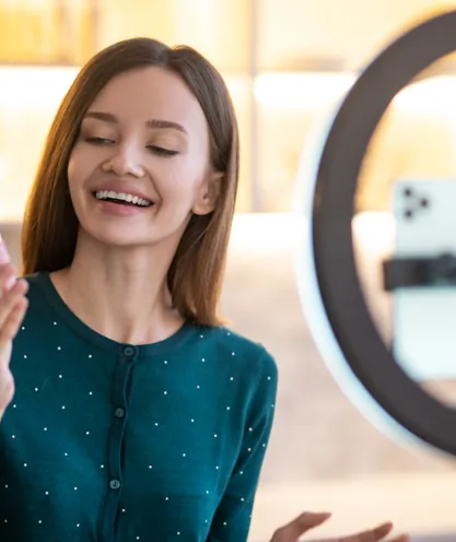 Beauty host presenting skincare products