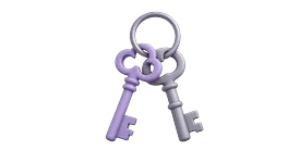3D illustration of two keys on one ring