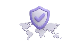 3D illustration of a shield over a map outline