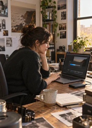 Editor uploading a feature film master from a laptop
