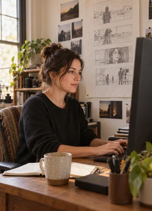 Producer filling in a title's details on a screen