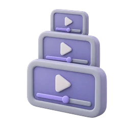 3D illustration of three stacked video bars of different sizes