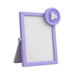 3D illustration of a film poster frame with a play badge