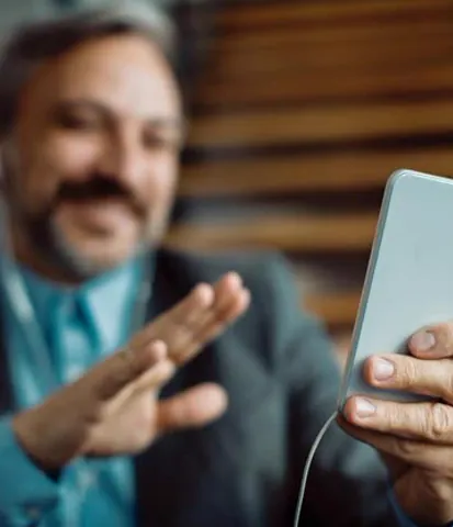 Viewer using a phone for a video call