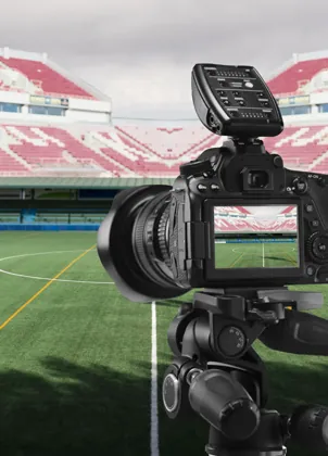 Camera filming a match