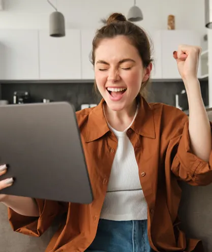 Fan enjoying an event on a tablet