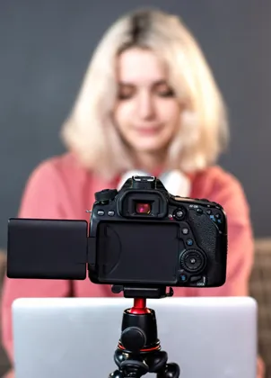 Course creator filming a lesson