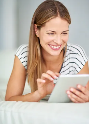 Member watching video on a tablet
