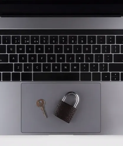 Laptop with a physical lock and key