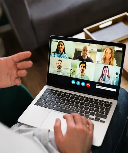 Clients taking part in an online group session