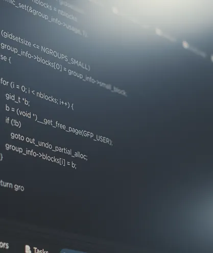 Source code in a website development editor