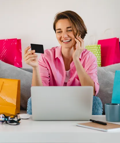 Shopper watching online content while browsing at home