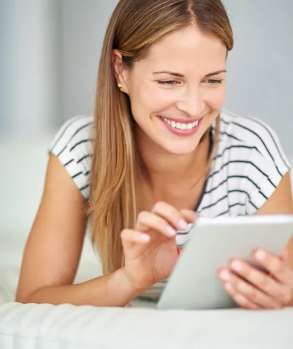 Viewer watching a video on a tablet