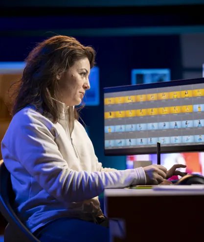 Editor reviewing recorded video for replay