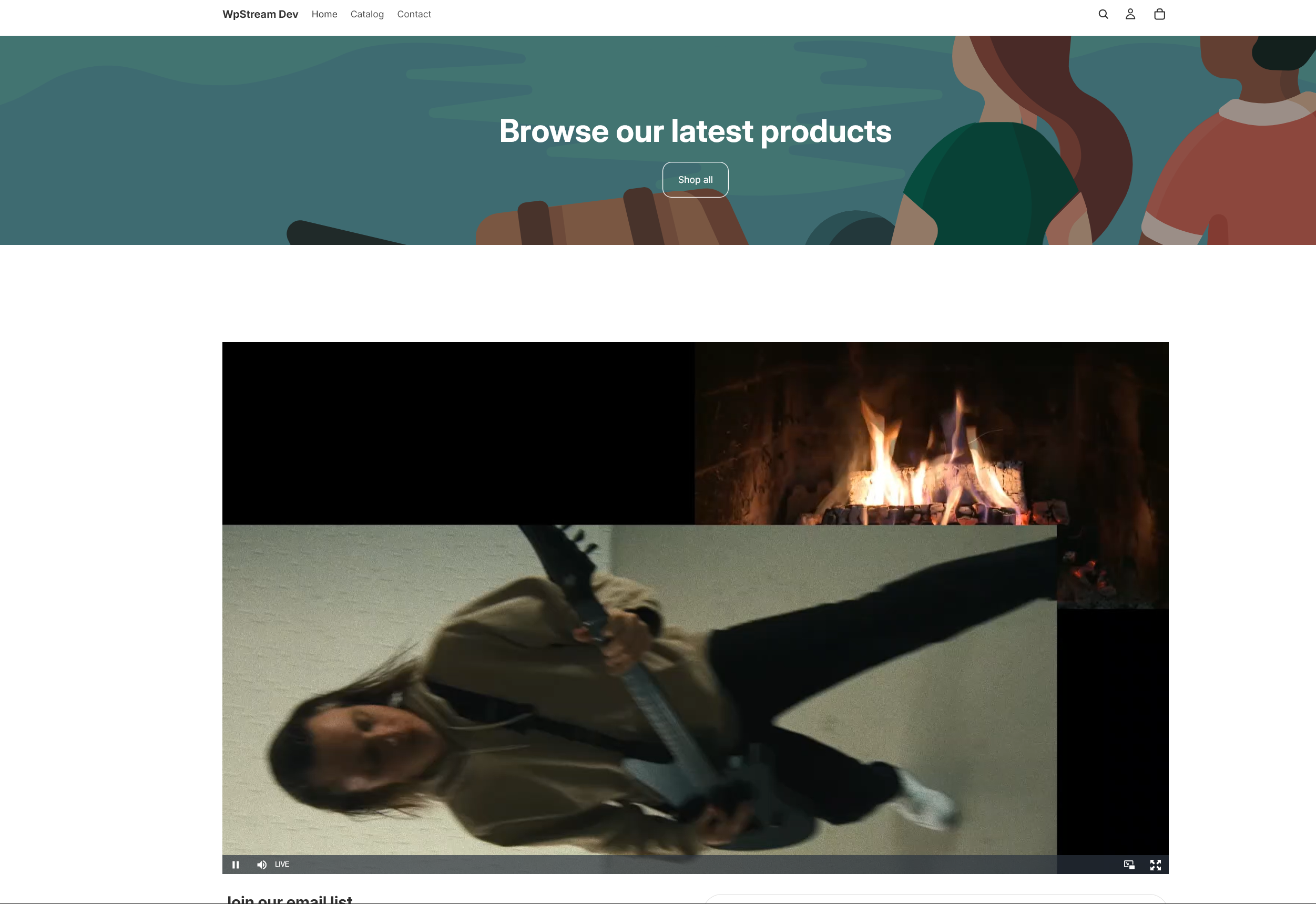 The WpStream player live on the storefront.